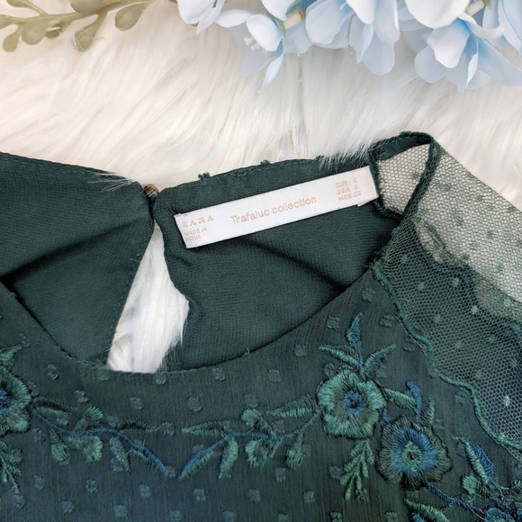 ZARA emerald green polka dot top - Picture 5 of 5